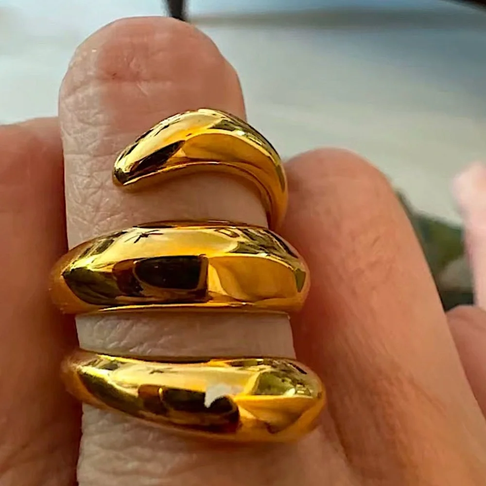 Gold Plated Geometric Ring, Creative, Design, Unique, Tre…